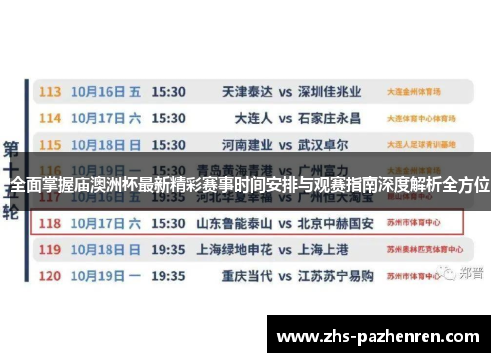 全面掌握庙澳洲杯最新精彩赛事时间安排与观赛指南深度解析全方位 全面掌握庙澳洲杯最新精彩赛事时间安排与观赛指南深度解析全方位
